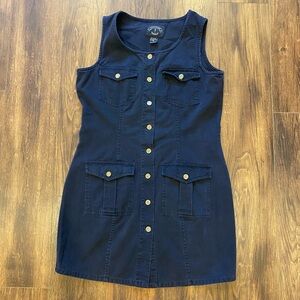 Cotton button front dress size medium navy